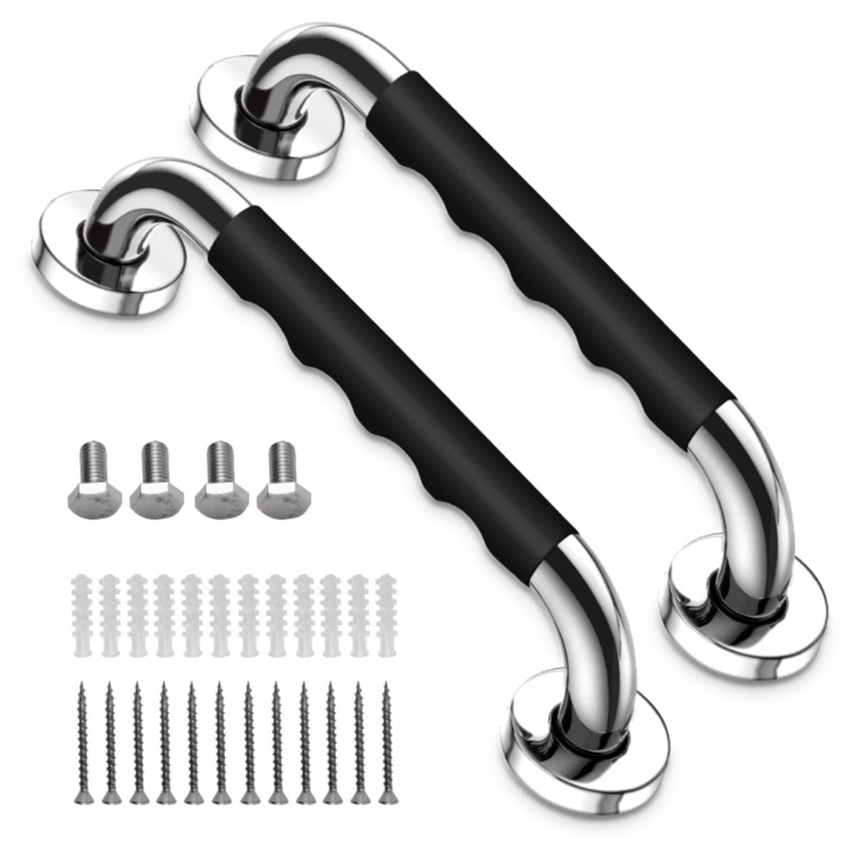 HASTHIP 2 Pack Grab Bar, 12 Inch SUS304 Stainless Steel Shower Grab Bar with Anti-Slip Nylon Rubber Grip, Multipurpose Hand Rail, Toilet Grip Bar Bathtub Handle for Elderly, Disabled, Pregnant HASTHIP 2 Pack Grab Bar, 12 Inch SUS304 Stainless Steel Shower Grab Bar with Anti-Slip Nylon Rubber Grip, Multipurpose Hand Rail, Toilet Grip Bar Bathtub Handle for Elderly, Disabled, Pregnant